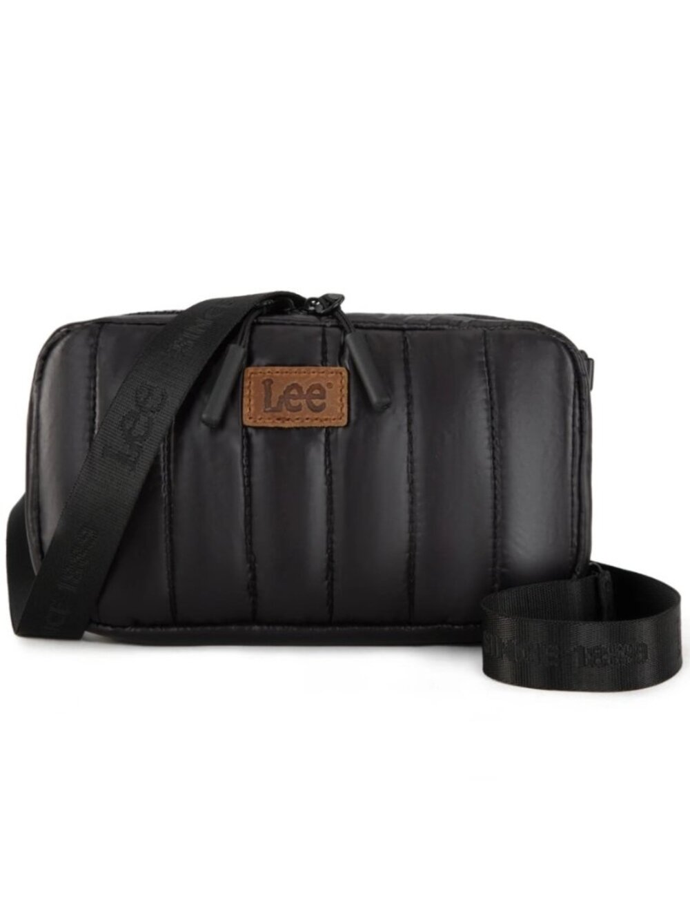 Lee Quilted Puffer Wristlet/Crossbody Bag Black